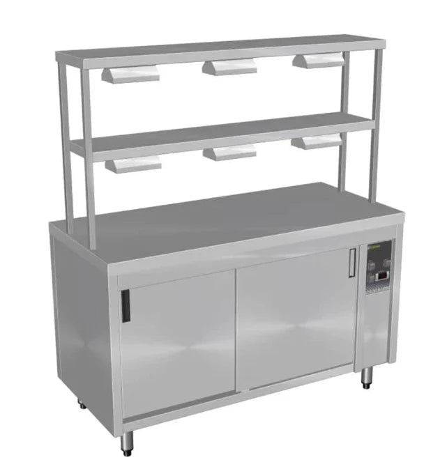 Culinaire CH.HC.I.GDD.8 8 Bay Island Hot Cupboard Warming Cupboard with 2 Tier Gantry and Heat Lamps to Both Shelves Heated Cupboard
