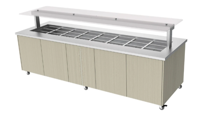 Culinaire CH.IBSJ.BMC.U.GSF.8 8 Bay Heated Mobile S/S Top & Joinery Panels Island Buffet Commercial Bain Marie Bain Marie