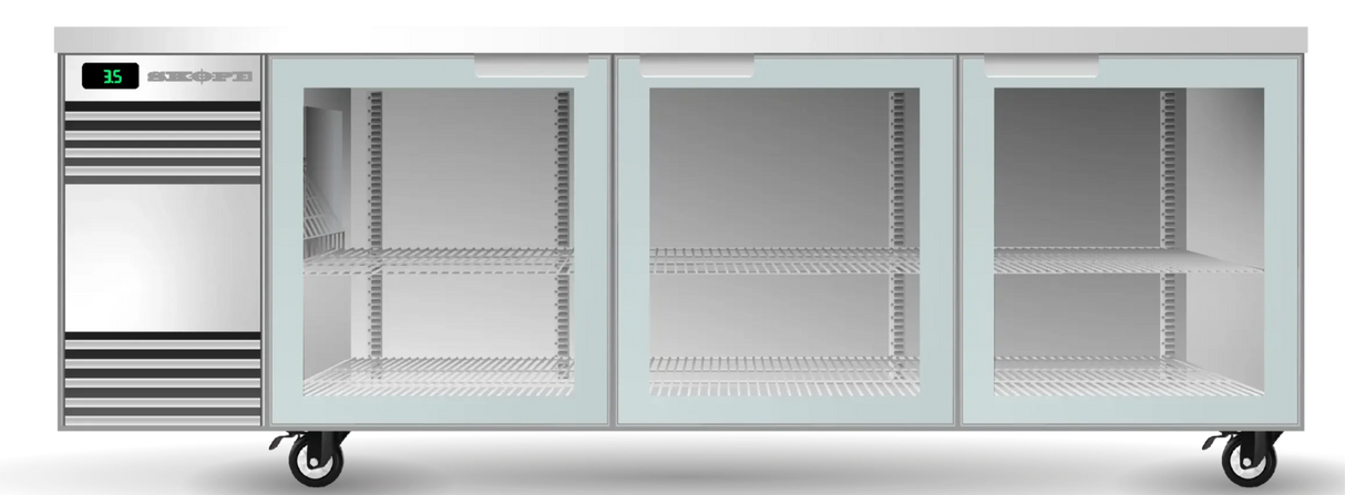 Skope CL.3.GSW.Tr-SS | Tropical | Remote| BackBar | 3 Glass Swing Door | Fridge | Under bench Fridge | Commercial Under Bench Fridge
