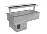 Culinaire CR.CWCF.U.GSF.4 4 Bay Under Bench Self Contained Cold Well Flat Glass Gantry Refrigerated Counter Line