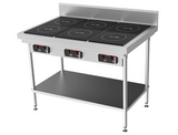 CookTek HRD.9500.FB25.4.1200 Helios 1200mm Freestanding with Splashback 20A 3x Dual Hob Induction Bench Cooktop