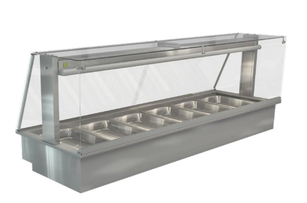 Cossiga LSBM6-FS | Bain Marie LSBM | Linear Series | Square Glass Assisted Service | With Acrylic Rear Doors | Bain Marie | Display Cabinet