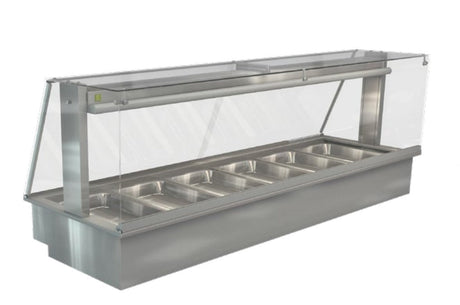 Cossiga LSBM6-FS | Bain Marie LSBM | Linear Series | Square Glass Assisted Service | With Acrylic Rear Doors | Bain Marie | Display Cabinet