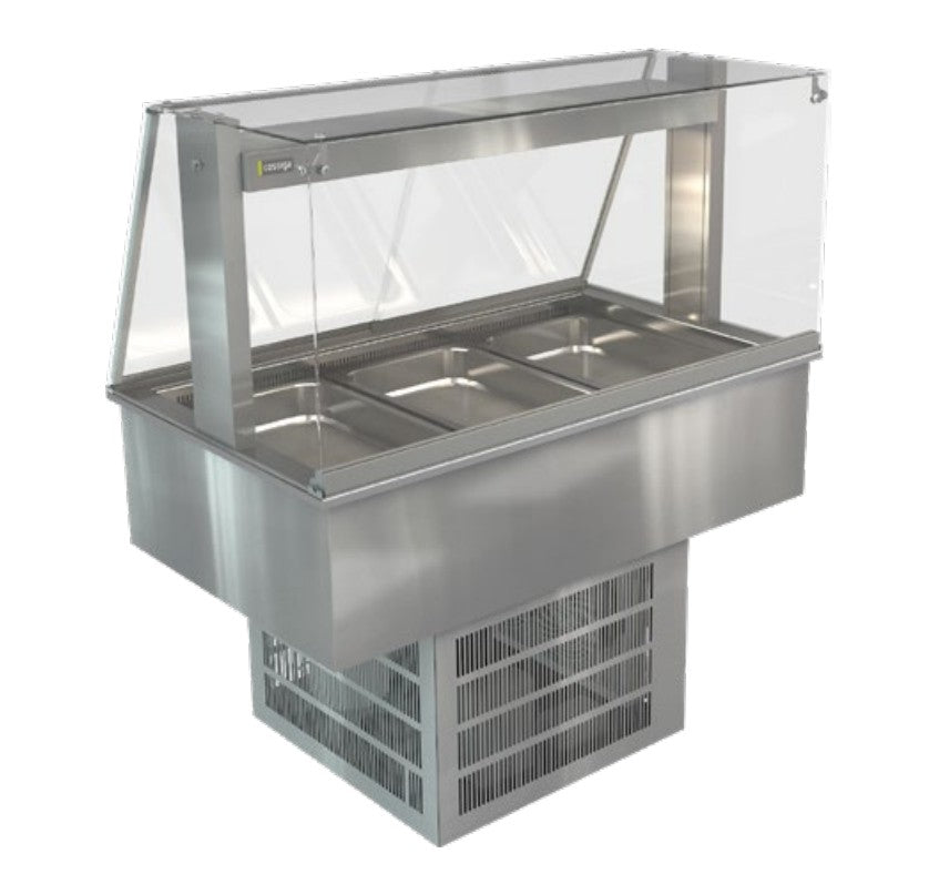 Cossiga LSRF3-FS | Linear LS | Refrigerated Well | Square Glass Assisted Service | With Acrylic Rear Doors | Chilled Display