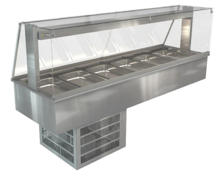 Cossiga LSRF6-FS | Linear LS | Refrigerated Well | Square Glass Assisted Service | With Acrylic Rear Doors | Chilled Display