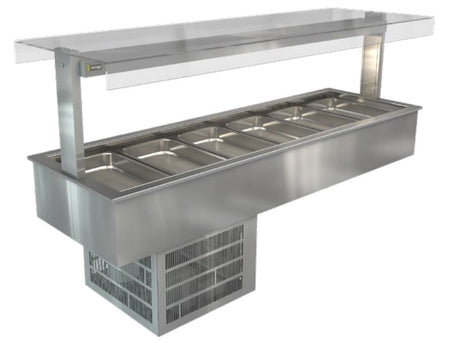 Cossiga LSRF6-FT | Linear LS | Refrigerated Well | Flat Top | Sneeze Guard Glass | Refrigerated Cold Well | Chilled Display Cabinet
