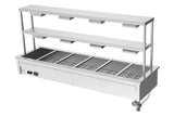 Culinaire CH.BM.D.GDB.6 6 Module Drop In Commercial Bain Marie Benchtop with Double Gantry and Heat Lamps Bain Marie