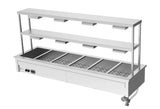 Culinaire CH.BM.D.GDD.6 6 Modules Commercial Bain Marie Benchtop with Double Gantry and Heat Lamps to Bottom Shelf Bain Marie