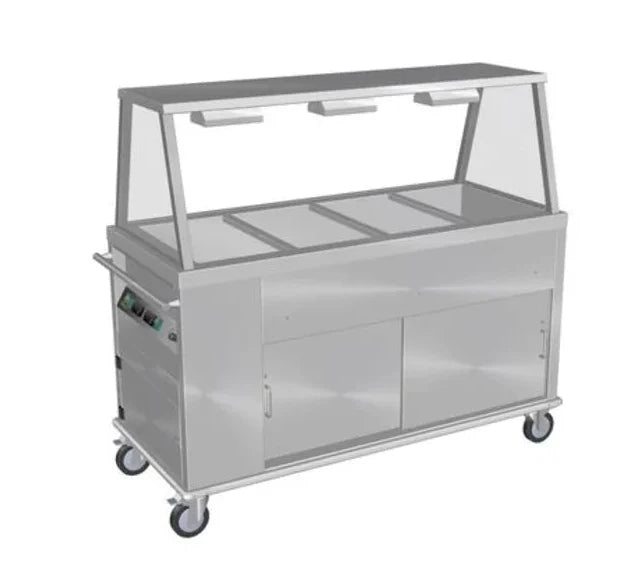 Culinaire CH.BMHM.GA.4 4 Modules Island Bain Marie Hot Cupboard Commercial Bain Marie Mobile with A Frame Gantry Bain Marie