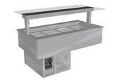 Culinaire CR.CWCF.D.GSF.4 4 Bay Drop In Self Contained Cold Well Flat Glass Gantry Refrigerated Counter Line