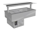 Culinaire CR.CWCF.D.GSF.6 6 Bay Drop In Self Contained Cold Well Flat Glass Gantry Refrigerated Counter Line