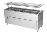Culinaire CR.IB.CLCBF.GCF.6 6 Bay Slimline Mobile Buffet Refrigerator Island Buffet Fridge Flat Glass Gantry Mobile Refrigerated Buffet