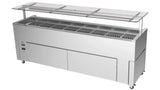 Culinaire CR.IB.CLCBF.GCF.8 8 Bay Slimline Mobile Buffet Refrigerator Island Buffet Fridge Flat Glass Gantry Mobile Refrigerated Buffet