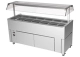 Culinaire CR.IB.CLCBF.GCP.6 6 Bay Slimline Mobile Buffet Refrigerator Island Buffet Fridge Angled Perspex Gantry Mobile Refrigerated Buffet