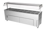 Culinaire CR.IB.CLCBF.GCP.8 8 Bay Slimline Mobile Buffet Refrigerator Island Buffet Fridge Angled Perspex Gantry Mobile Refrigerated Buffet