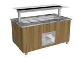 Culinaire CR.IBGJ.CWCF.U.GSF.6 6 Bay Stone Top & Joinery Panels Flat Glass Gantry Mobile Refrigerated Island Buffet Fridge