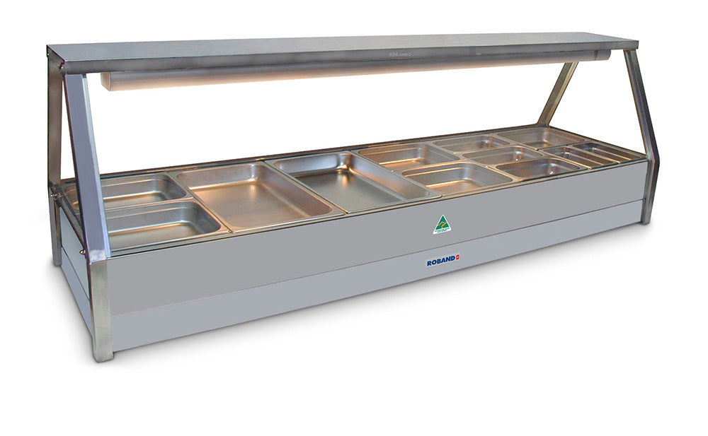 Roband E26 2 Row Straight Glass Hot Food Display Bar