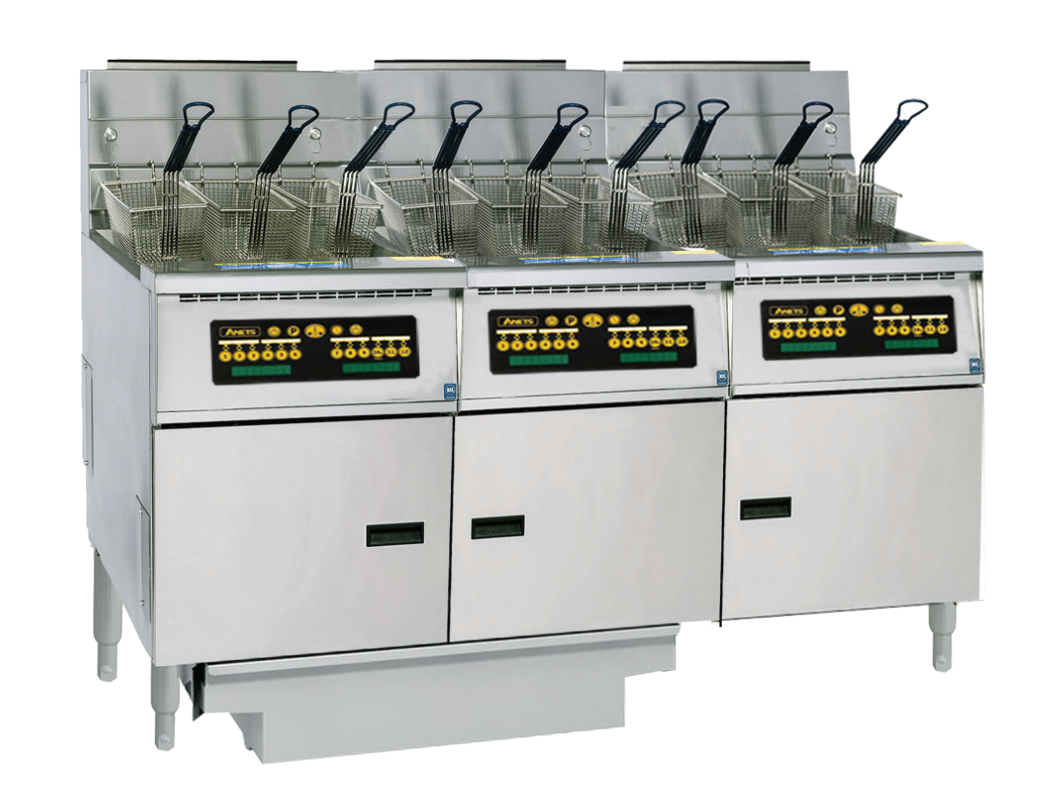 Anets FDAGP375C Platinum 75 Series Gas Fryer with Computer Control 3 Filter Drawer System Drawer Fryers
