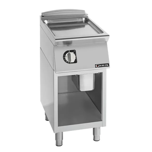 Giorik FLE72GCRXT 700 Series 400mm Wide Smooth Satin Chrome On Open Base Electric Frytop