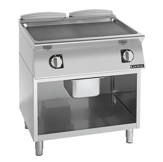 Giorik FLE741GFT 700 Series 800mm Wide Smooth Mild Steel Plate On Open Base Electric Frytop