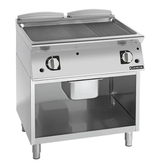 Giorik FMG941GFT 900 Series 800mm Wide On Open Base 1/3 Ribbed 2/3 Smooth Mild Steel Plate Gas Frytop