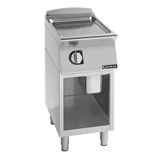 Giorik FRE72GCRXT 700 Series 400mm Wide Ribbed Satin Chrome On Open Base Electric Frytop