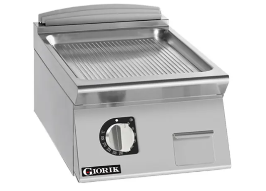 Giorik FRE92TCRXT 900 Series 400mm Wide Countertop Ribbed Satin Chrome Electric Frytop