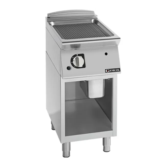 Giorik FRG72GFT 700 Series 400mm Wide Ribbed Mild Steel On Open Base Gas Frytop