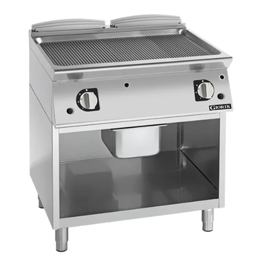 Giorik FRG941GFT 900 Series 800mm Wide On Open Base Ribbed Mild Steel Plate Gas Frytop
