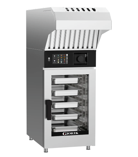 Giorik KB101WT.L.RO.H Kore 10 x 1/1 GN Electric Boiler with Recirculating Ventless Hood with Reverse Osmosis and Left Hand Hinge Door Combi Oven