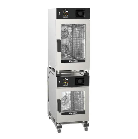 Giorik KNMEST.11.1006.L.RO Mini Touch 10 on 6 x 1/1 GN Stacked Combi Oven Kit with Reverse Osmosis and Left Hand Hinge Door Electric Combi Oven Kit