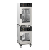 Giorik KNMEST.11.1006.RO.H Mini Touch 10 on 6 x 1/1 GN Electric Combi Oven with Recirculating Ventless Hood with Reverse Osmosis Stacked Combi Oven