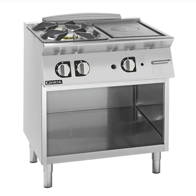 Giorik TG74GTLT 700 Series 800mm Wide Combination Solid Top and Gas Burner On Open Base Ranges