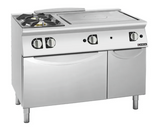 Giorik TG76FTLT 700 Series 1200mm Wide Combination Solid Top and 2 Gas Burner On Open Base Ranges