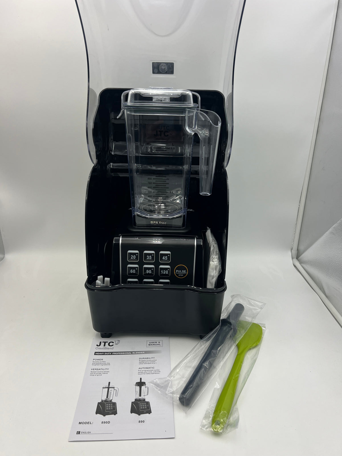 JTC OmniBlend 890AQ Commercial Blender with OmniShield I Sound Shield,1.5Litre D Jug Set