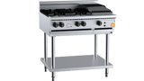 K+ Series KBT-SB4-CBR3 Combination Four Open Burners & 300mm Char Broiler On Stand