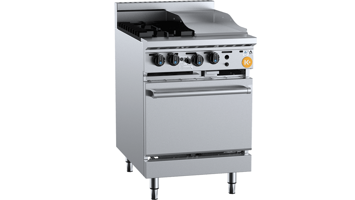 K+ Series KOV-SB2-GRP3 Combination Oven with Two Open Burners & 300mm Grill Plate