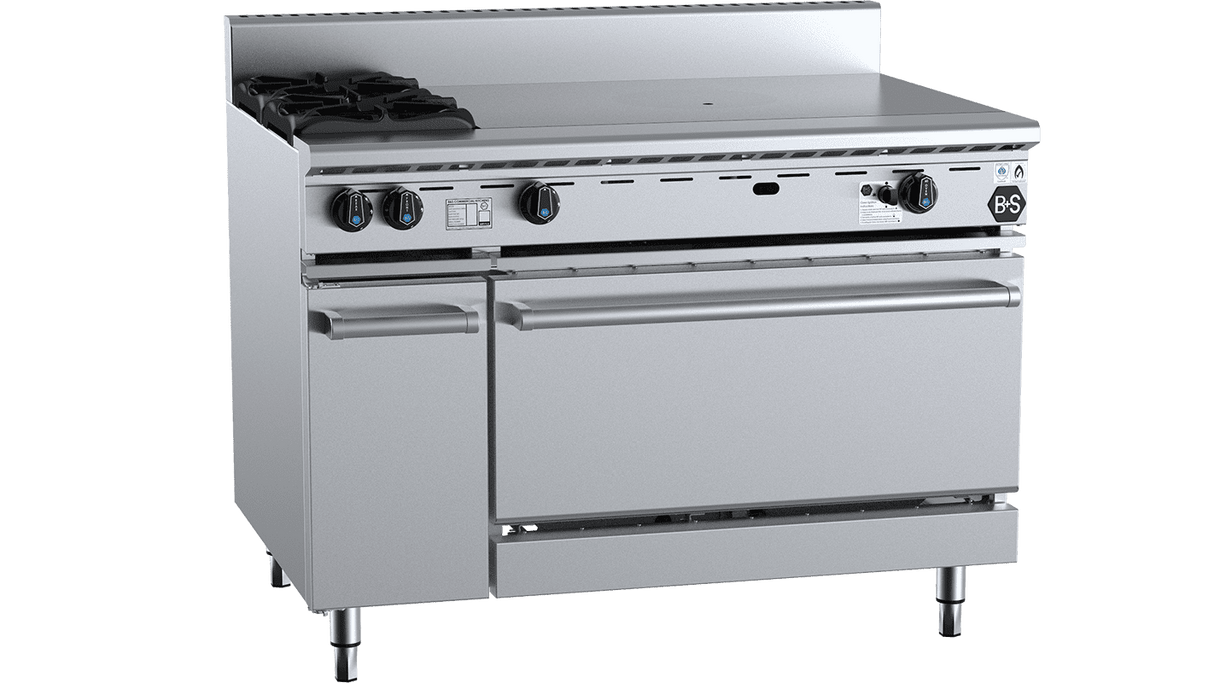B+S Black Series OV-SB2-TT9 Oven with Two Open Burners & 900mm Target Top