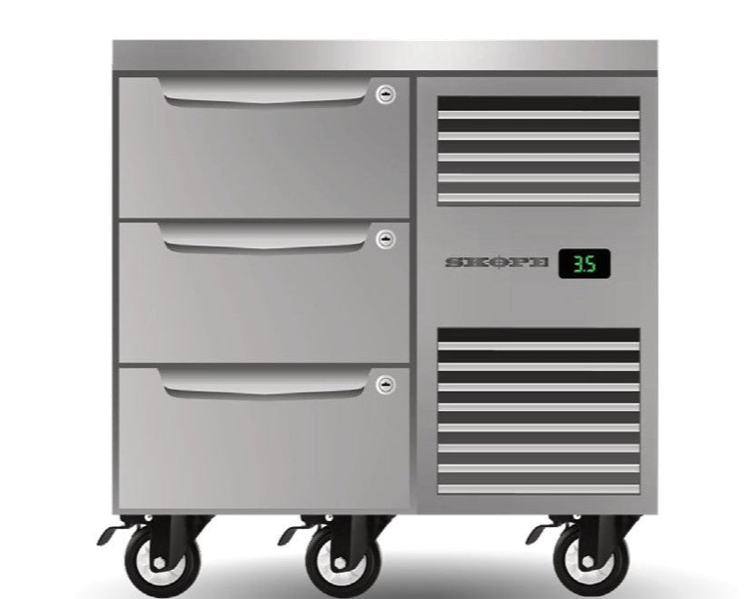 Skope PG11.UBR.1.D3.RH | Three Drawer | One Bay | Underbench GN 1/1 Fridge | Fridge | Right Hand Fridge