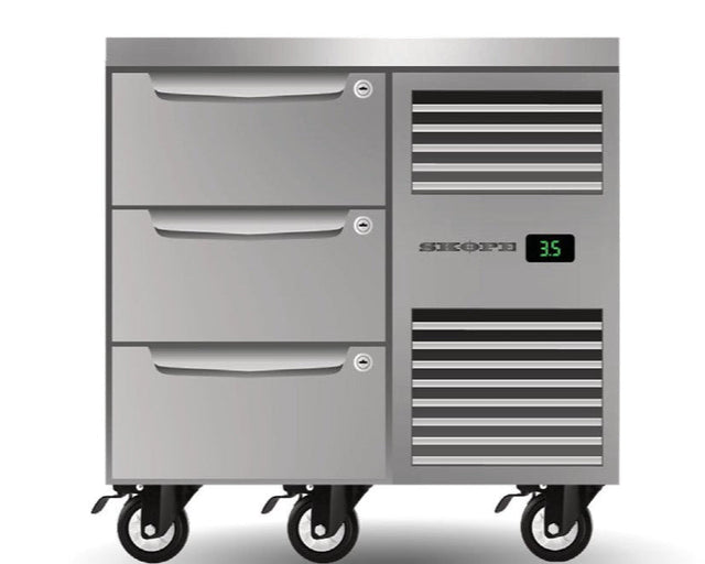 Skope PG11.UBR.1.D3.RH | Three Drawer | One Bay | Underbench GN 1/1 Fridge | Fridge | Right Hand Fridge