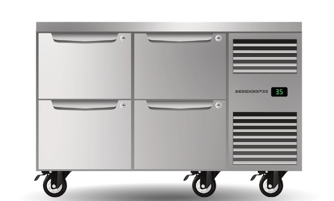 Skope PG11.UBR.2.D4.RH | ProSpec | Four Drawer | Two Bay | Underbench GN 1/1 | Fridge | Right Hand Fridge