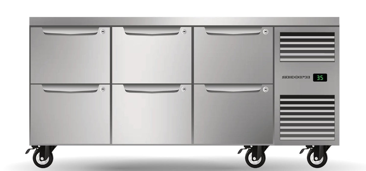 Skope PG11.UBR.3.D6.RH | ProSpec | Six Drawer | Three Bay | Underbench GN 1/1 | Fridge | Right Hand Fridge