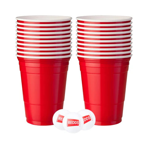 Redds Cup Pong Pack (20xred Cups + 3xping Pong Balls) 2 (Sold in sets of 12)
