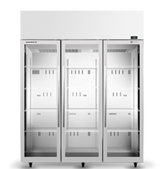 Skope SKFT1500N-A-SS | 3 Glass Door | Upright Display | Storage Freezer | with Unlit Sign| Commercial Upright Freezer