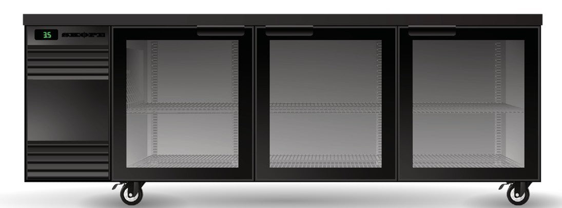 Skope SL.3.GSW | BackBar | 3 Glass Door | Swing Door | SlimLine | Fridge | Display Fridge | Commercial Fridge