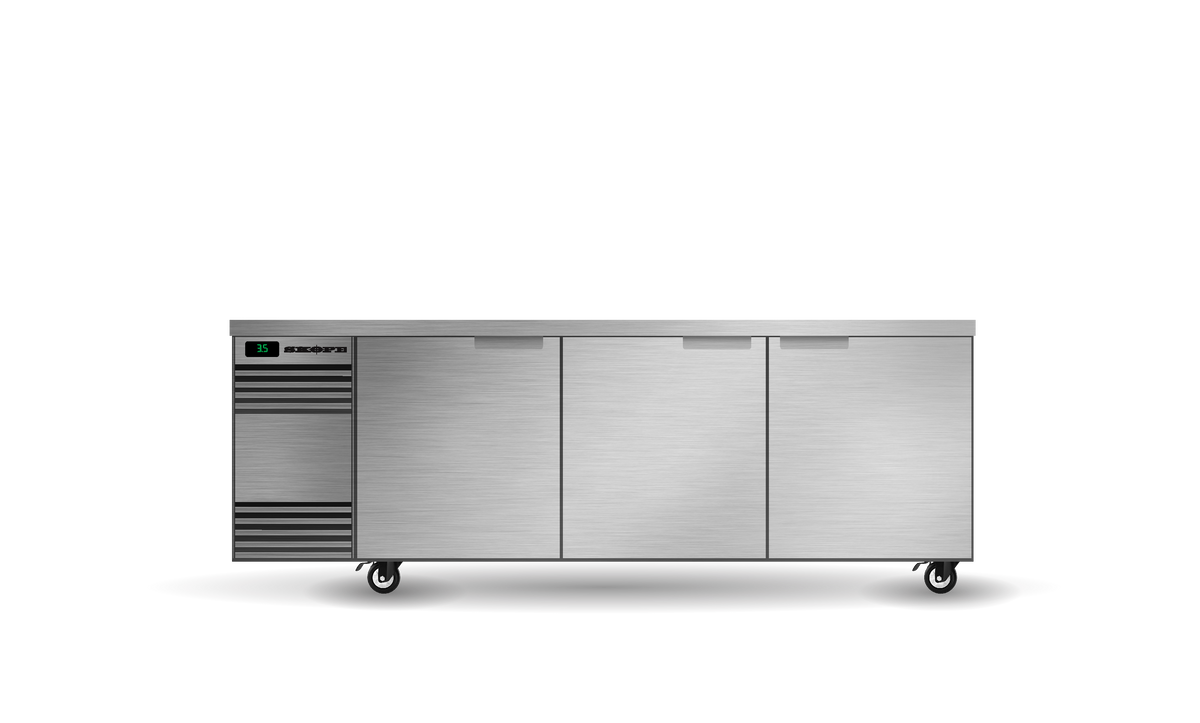 Skope BackBar SlimLine 3 Door Underbench Fridge 448L