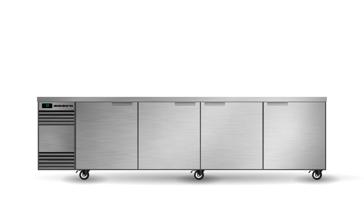 Skope BackBar SlimLine 4 Solid Door Underbench Fridge 606L