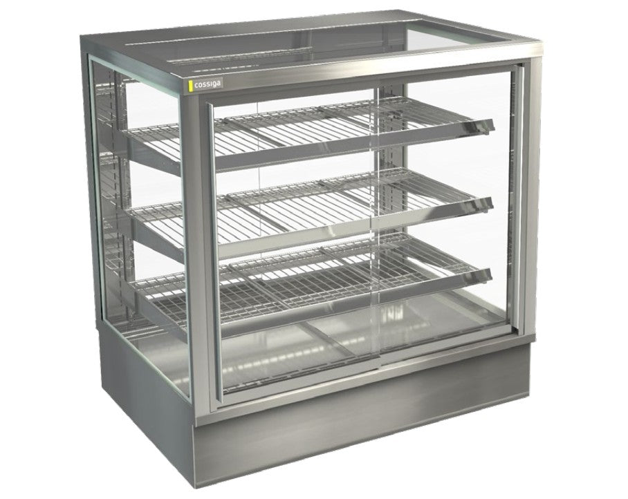 Cossiga STGHT9-SD | STG Heated+Ambient | Compact Countertop Cabinet | Sliding Front | With Rear Glass Doors | Heated Display | Commercial Food Display