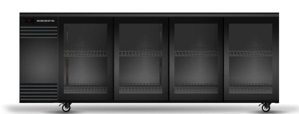 Skope BB.4.GSL.r | BackBar | 4 Glass Sliding Door| Remote | Fridge | Display Fridge | Commercial Under Bench Fridge