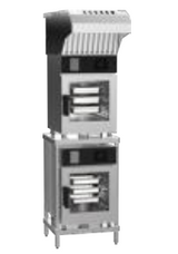 Giorik KMEST.23.0606.L.SF.H Mini Touch 6 on 6 x 2/3 GN Electric Stacked Combi Oven with Recirculating Ventless Hood and Standard Filter and Left Hand Hinge Door Combi Oven